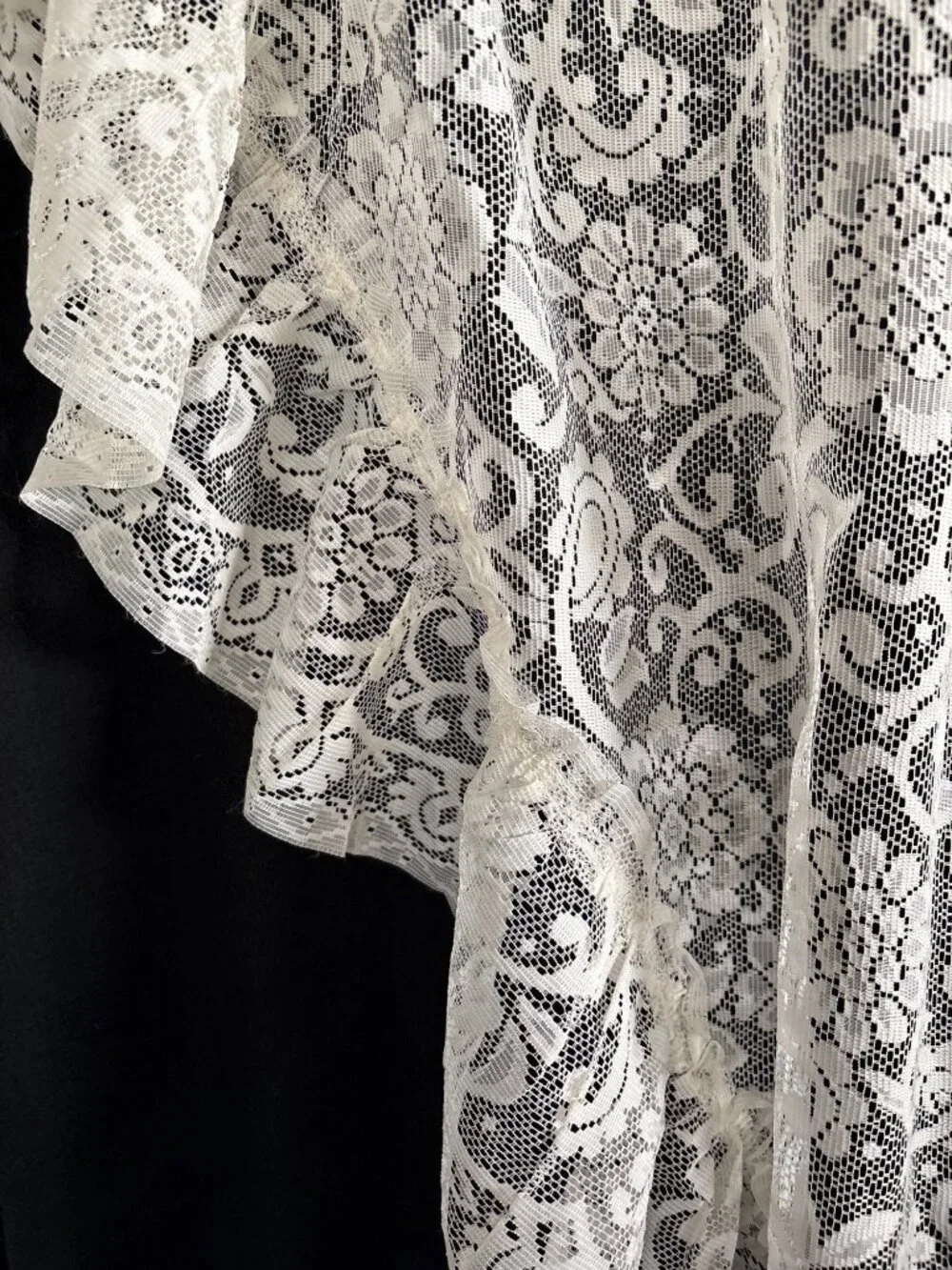 Cream Lace Swag Curtains 82W x 62L Floral Pattern Elegant Window Treatment